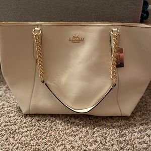 White and Gold Coach Purse, Never Used
